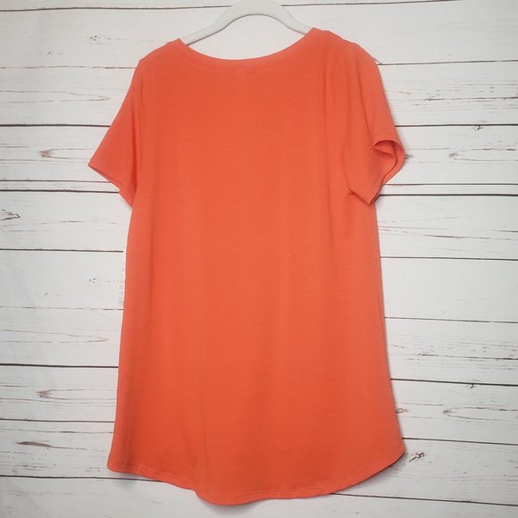 LuLaRoe Christy T Orange V-Neck Top - Picture 7 of 7